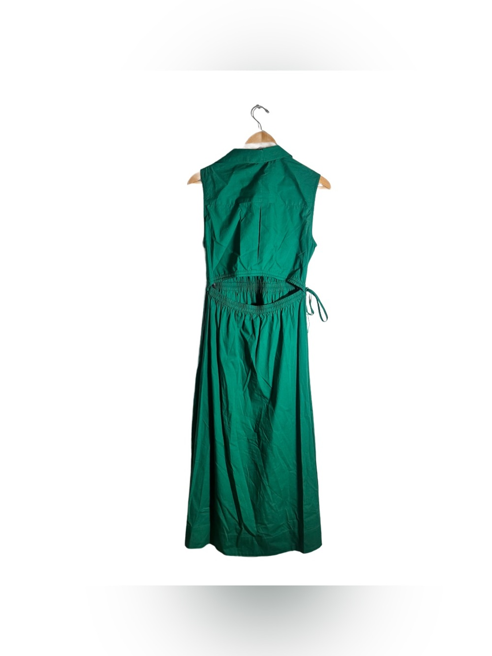 Calvin Klein Midi Dress Women's 8 Cutout Cotton Emerald Sleeveless Vacation NWT - Picture 2 of 6